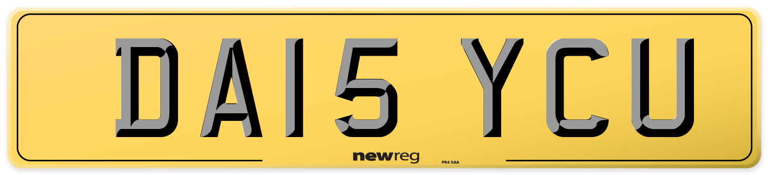 DA15 YCU Rear Number Plate