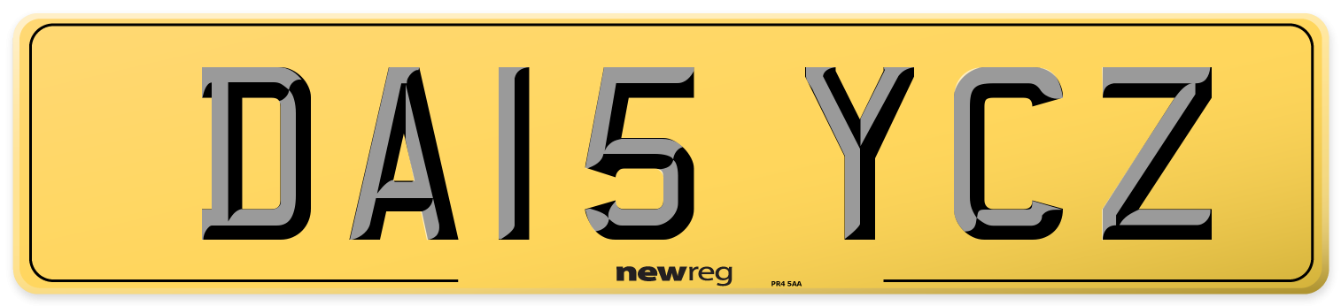 DA15 YCZ Rear Number Plate