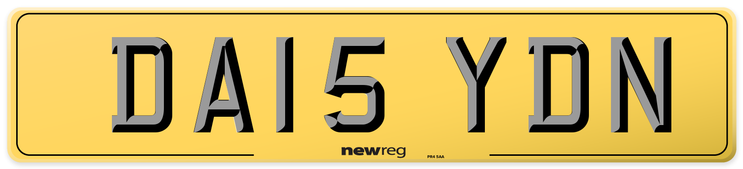 DA15 YDN Rear Number Plate