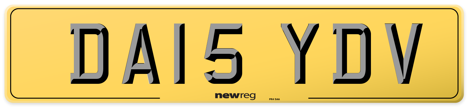 DA15 YDV Rear Number Plate