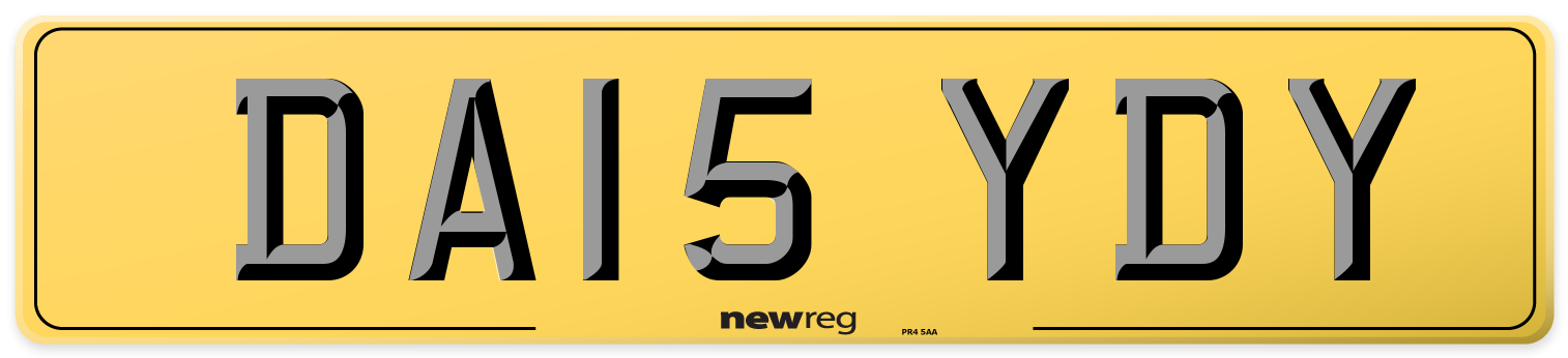 DA15 YDY Rear Number Plate