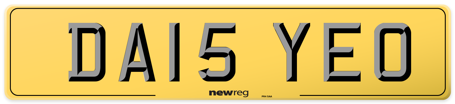DA15 YEO Rear Number Plate