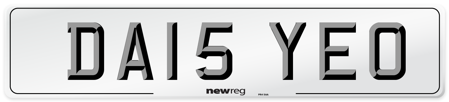 DA15 YEO Front Number Plate