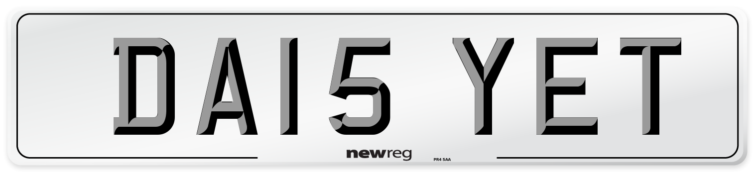 DA15 YET Front Number Plate
