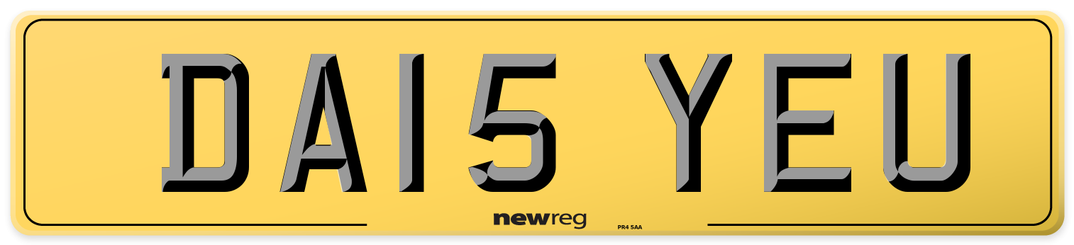 DA15 YEU Rear Number Plate