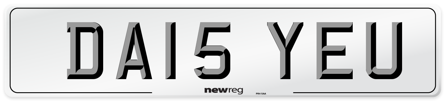DA15 YEU Front Number Plate
