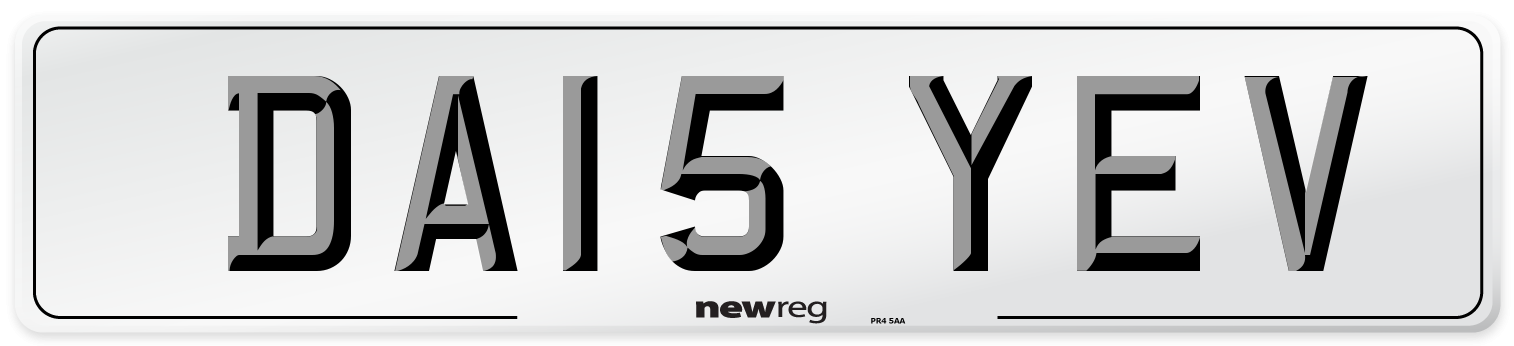 DA15 YEV Front Number Plate