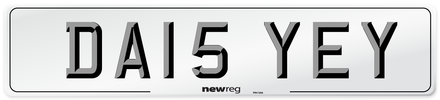 DA15 YEY Front Number Plate