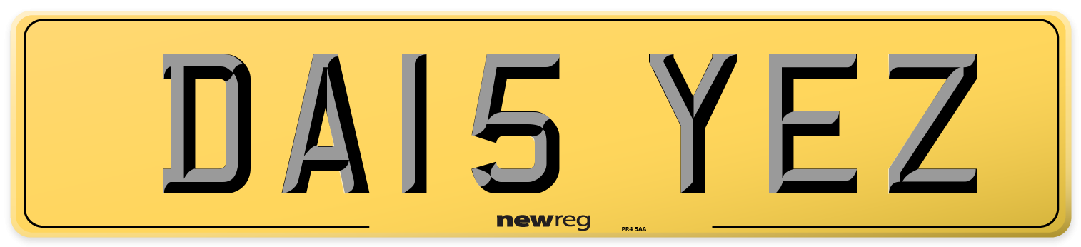 DA15 YEZ Rear Number Plate