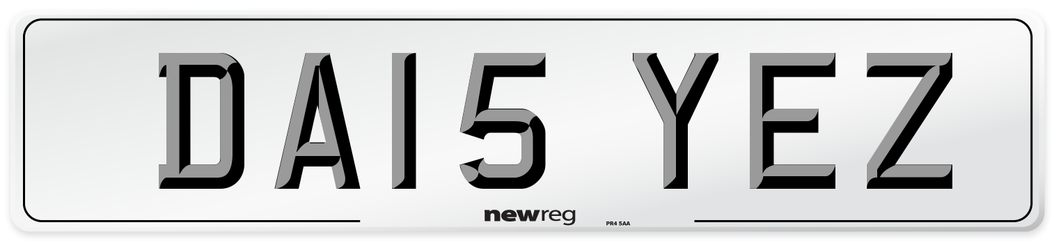 DA15 YEZ Front Number Plate