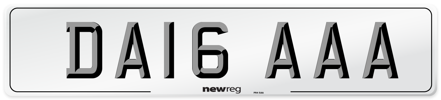 DA16 AAA Front Number Plate