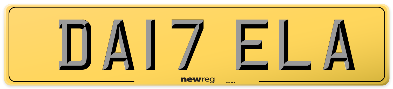 DA17 ELA Rear Number Plate