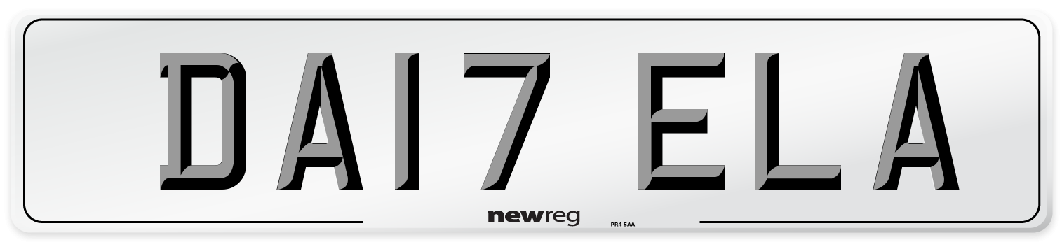 DA17 ELA Front Number Plate
