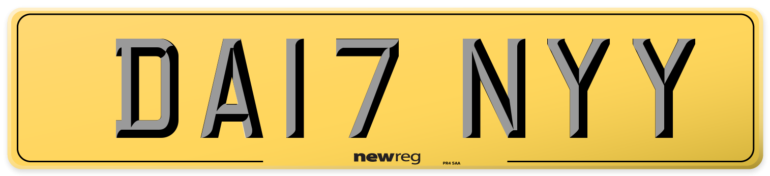 DA17 NYY Rear Number Plate
