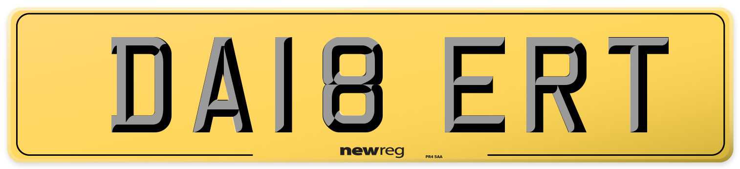 DA18 ERT Rear Number Plate
