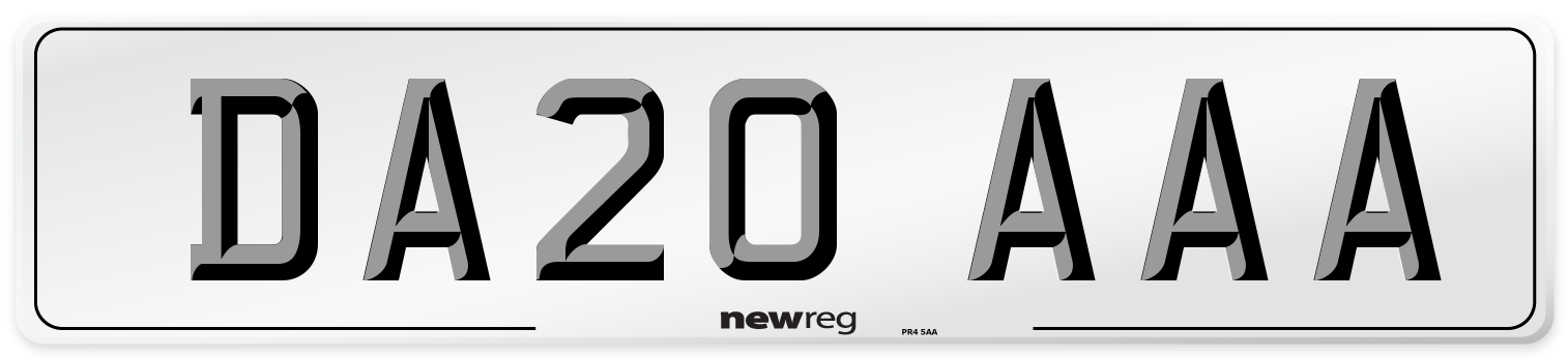 DA20 AAA Front Number Plate