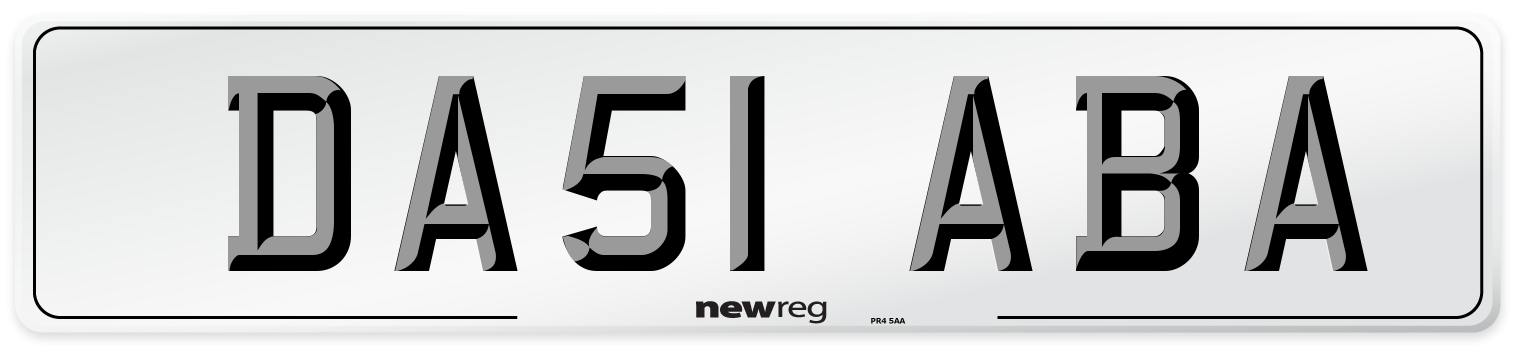 DA51 ABA Front Number Plate