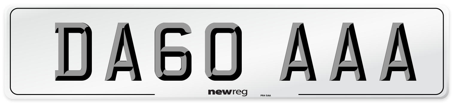 DA60 AAA Front Number Plate