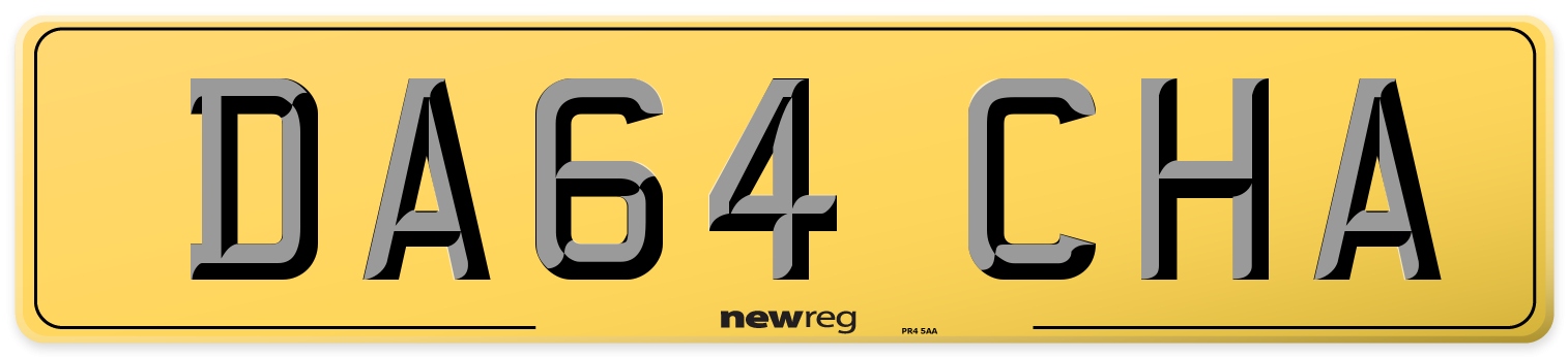 DA64 CHA Rear Number Plate
