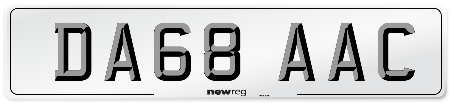 DA68 AAC Front Number Plate