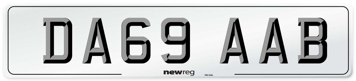 DA69 AAB Front Number Plate