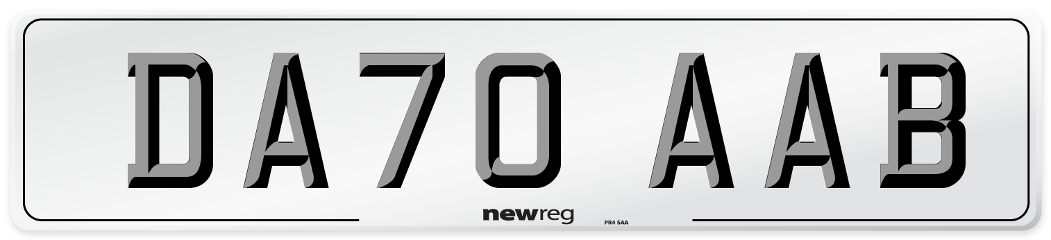 DA70 AAB Front Number Plate