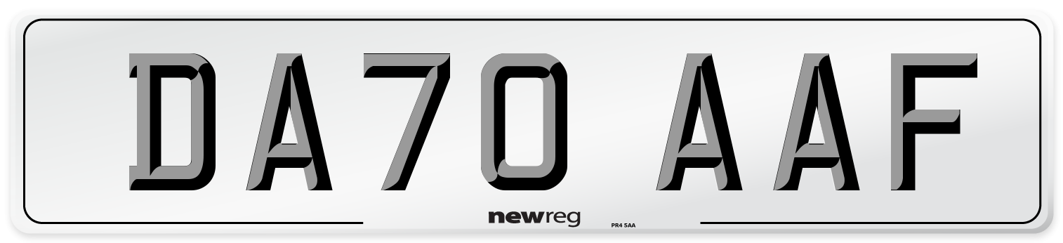 DA70 AAF Front Number Plate