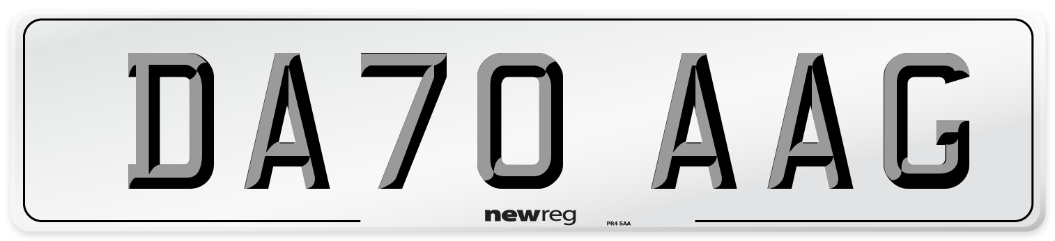 DA70 AAG Front Number Plate