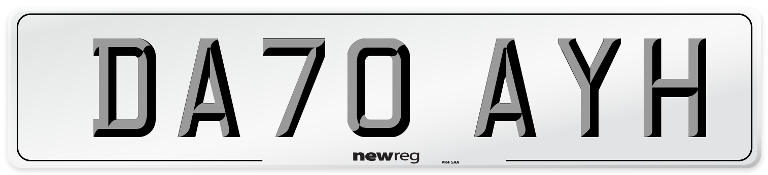 DA70 AYH Front Number Plate