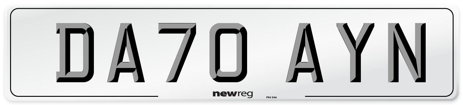 DA70 AYN Front Number Plate