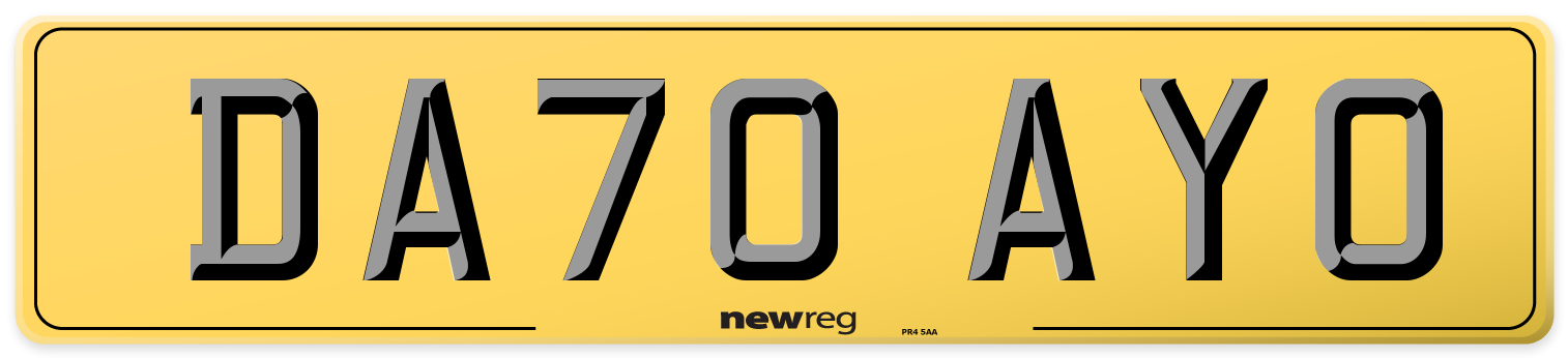 DA70 AYO Rear Number Plate