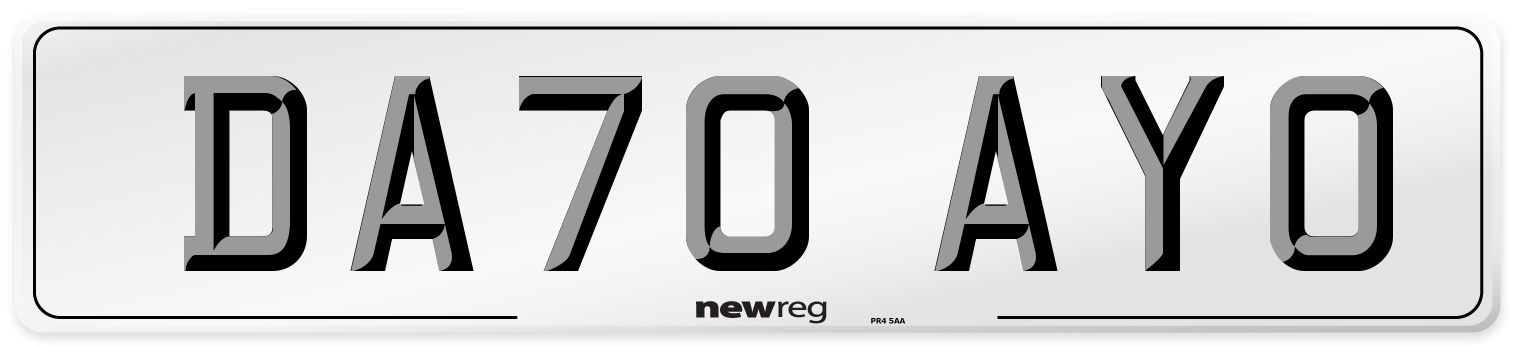 DA70 AYO Front Number Plate
