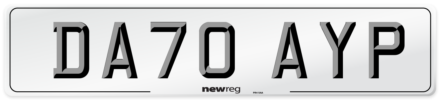 DA70 AYP Front Number Plate