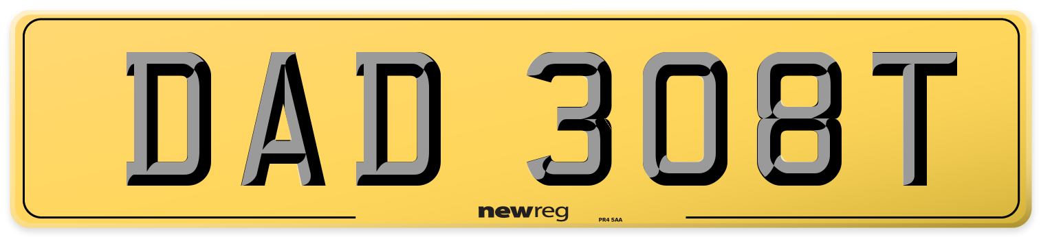 DAD 308T Rear Number Plate