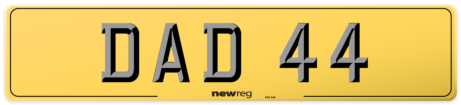 DAD 44 Rear Number Plate