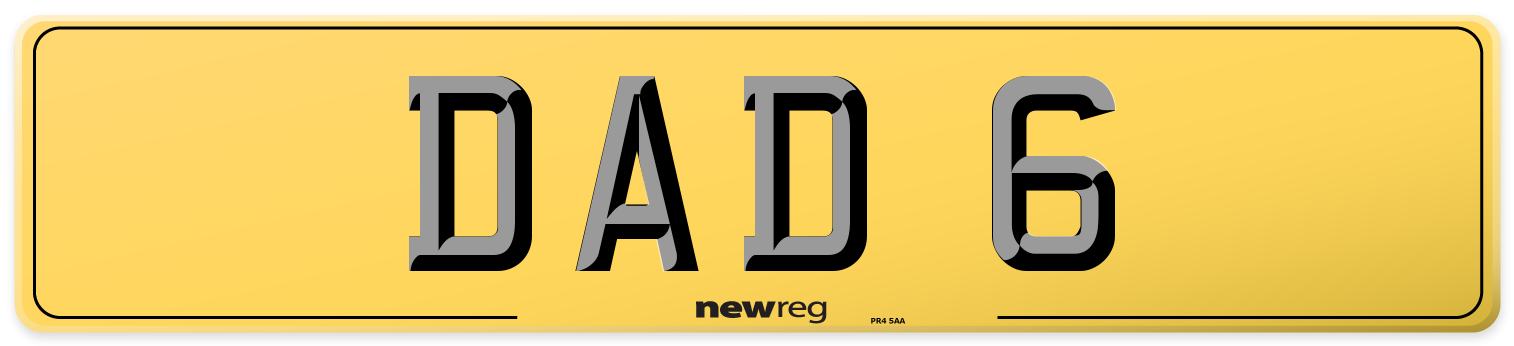 DAD 6 Rear Number Plate
