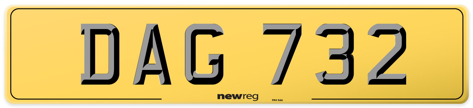 DAG 732 Rear Number Plate