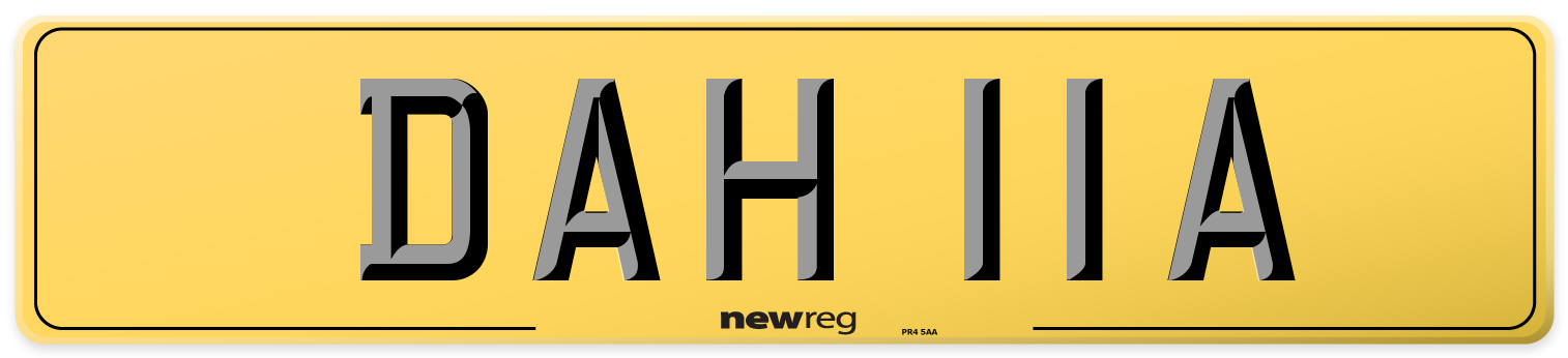 DAH 11A Rear Number Plate