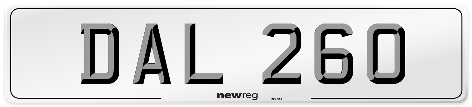 DAL 260 Front Number Plate