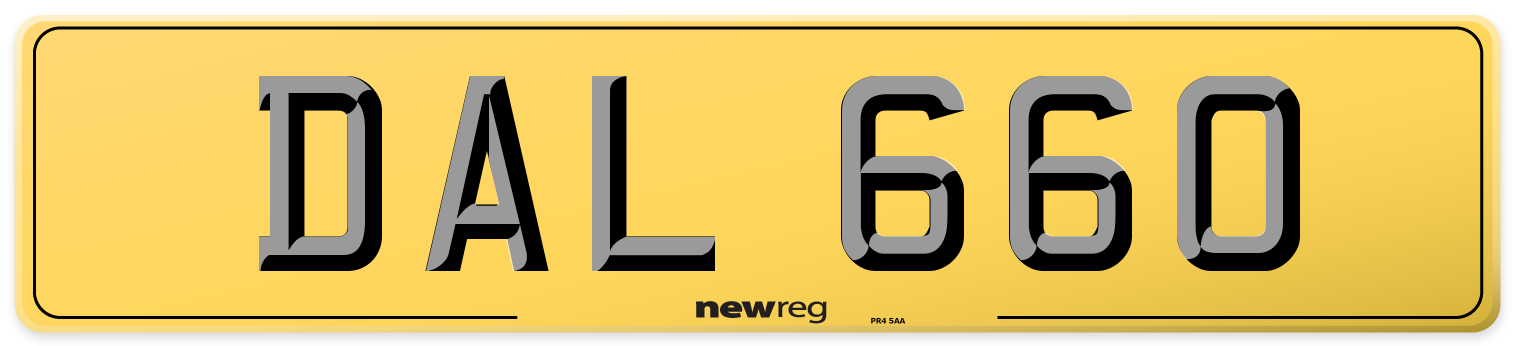 DAL 660 Rear Number Plate