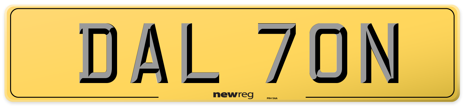 DAL 70N Rear Number Plate