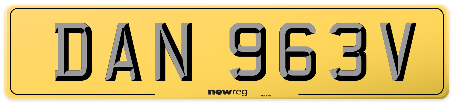 DAN 963V Rear Number Plate