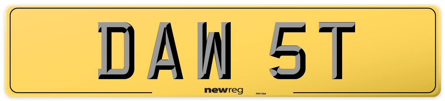 DAW 5T Rear Number Plate