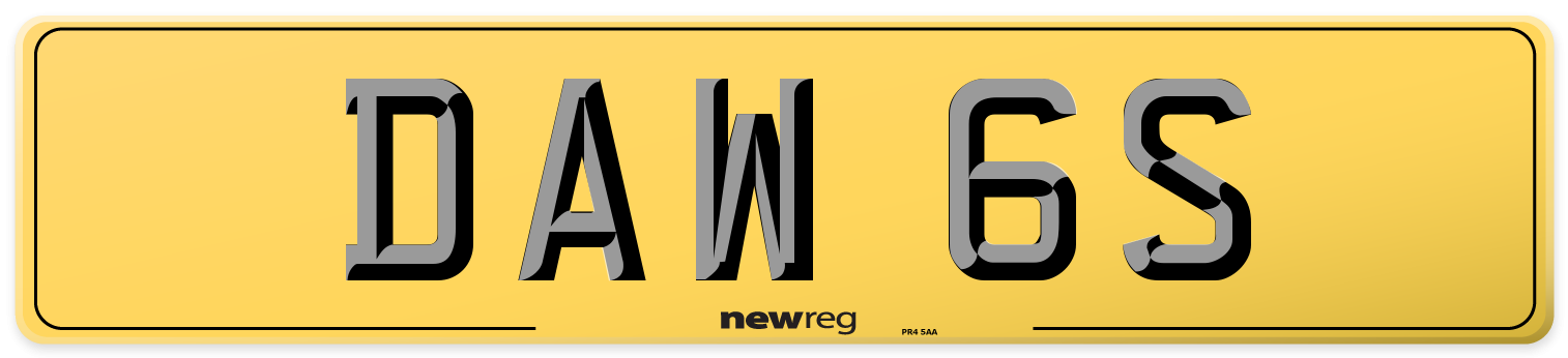 DAW 6S Rear Number Plate