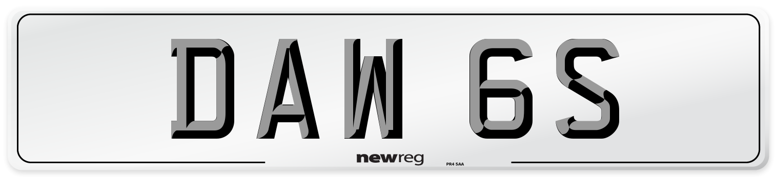 DAW 6S Front Number Plate