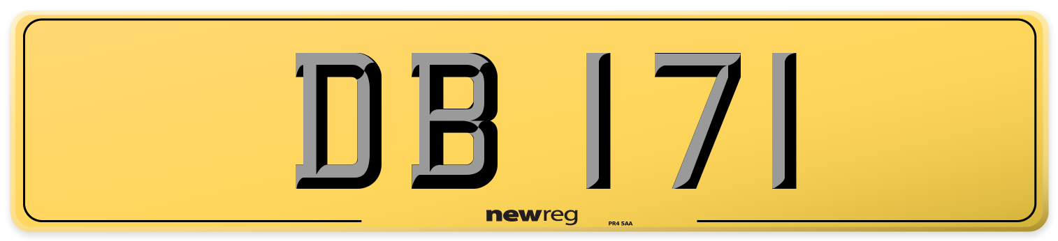 DB 171 Rear Number Plate