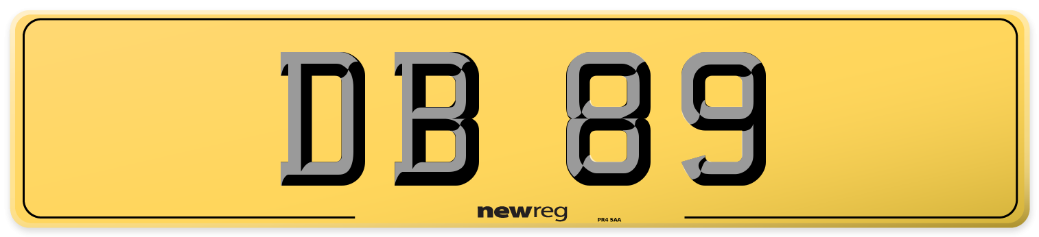 DB 89 Rear Number Plate