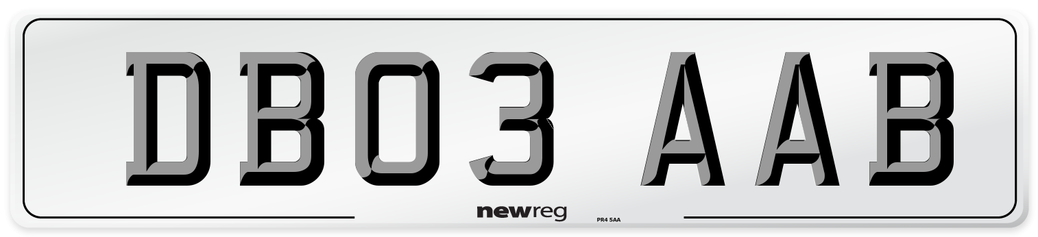 DB03 AAB Front Number Plate