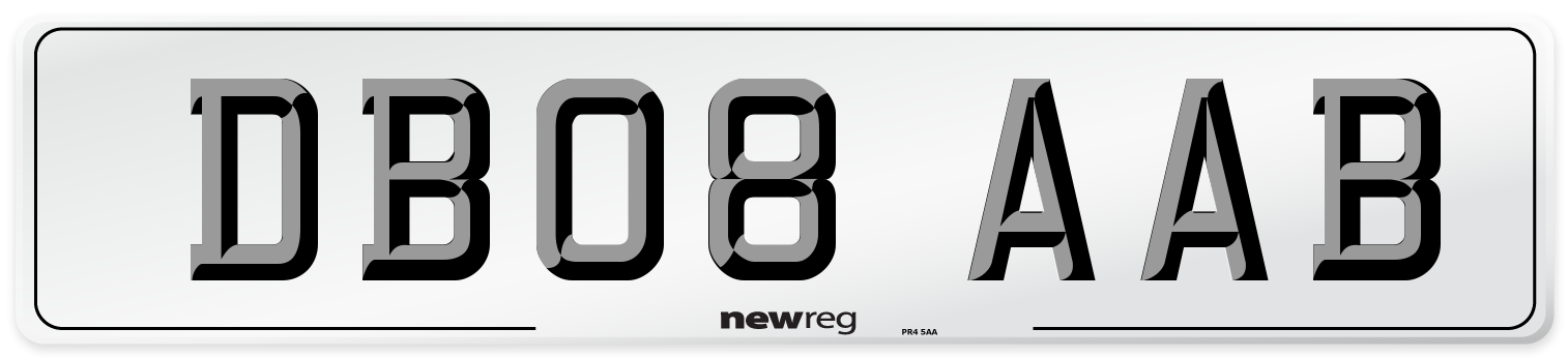 DB08 AAB Front Number Plate