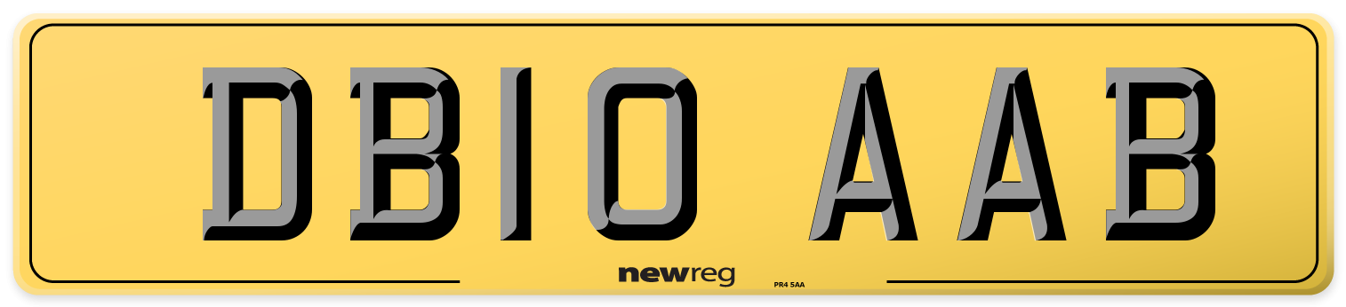 DB10 AAB Rear Number Plate